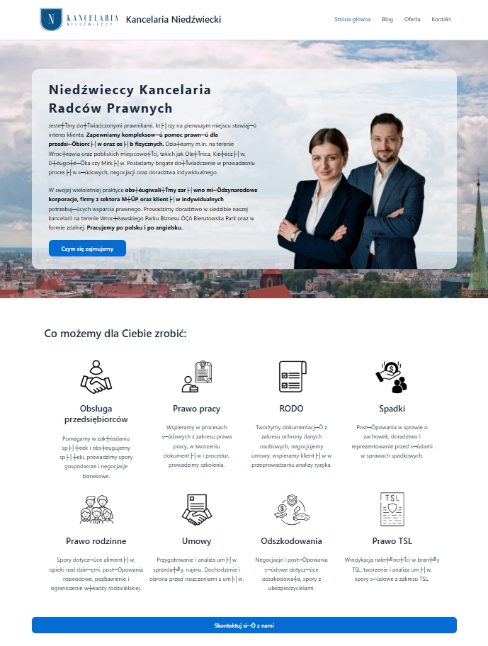 Podgląd realizacji strony dla kancelarii prawnej